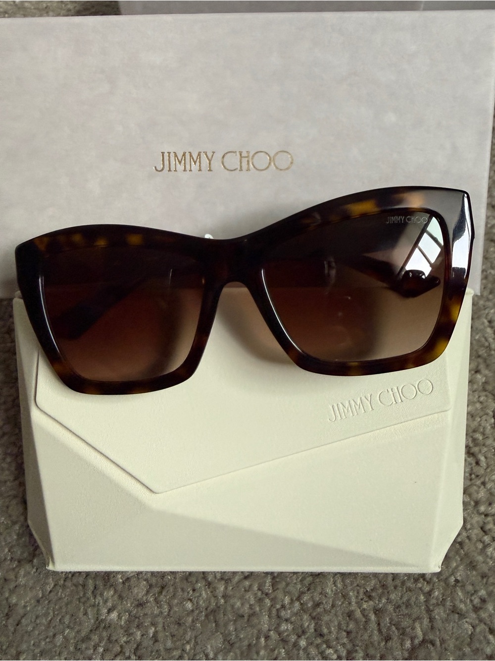 NWT Women’s Jimmy Choo Crystal Monogram Square Sunglasses JC 5031 Havana Brown